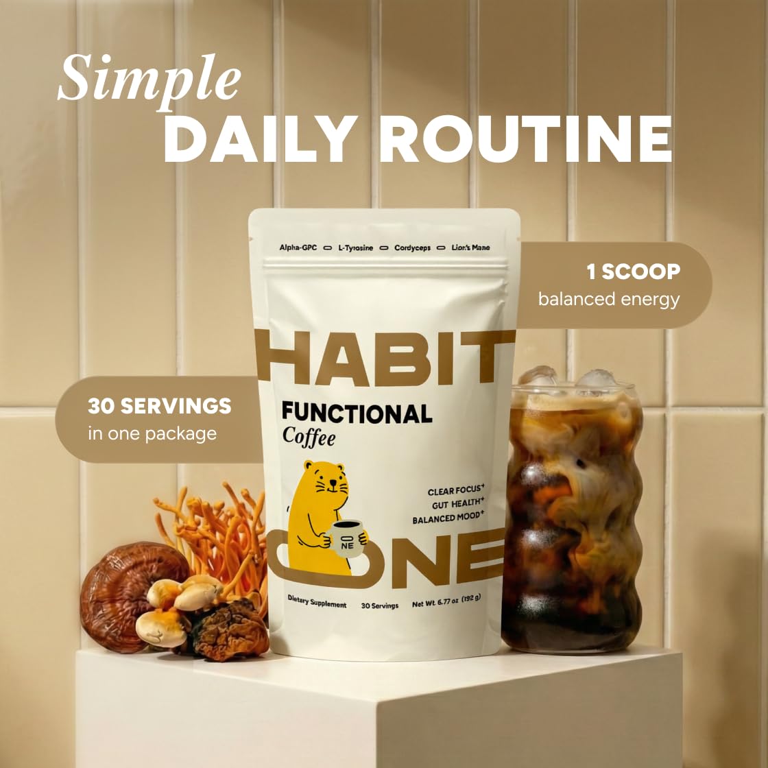 Habit One Café mezcla adaptógena de nootrópicos: posible claridad mental tras cada sorbo