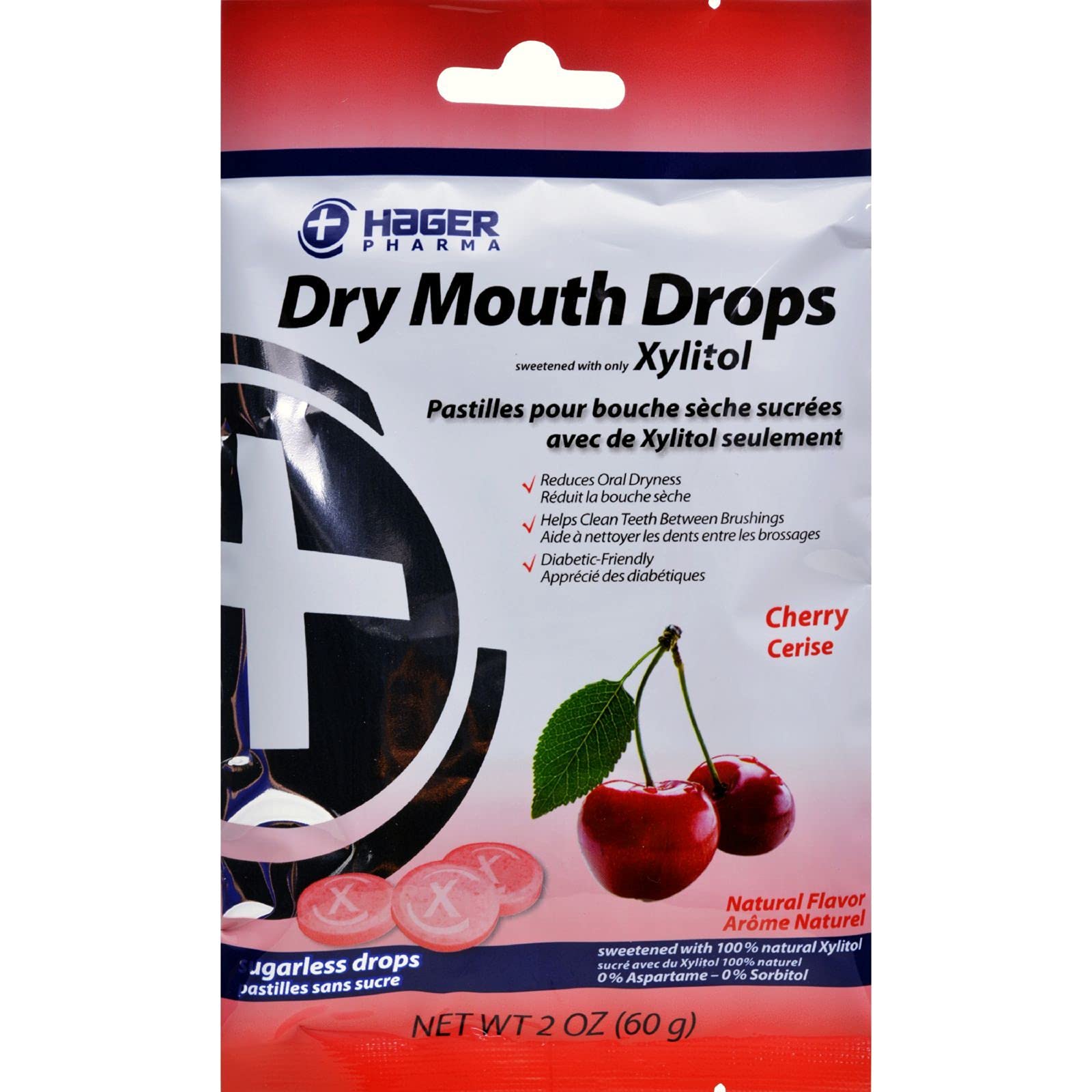 Hager Pharma Dry Mouth Drops sabor cereza, para mantener la boca húmeda en cualquier momento.