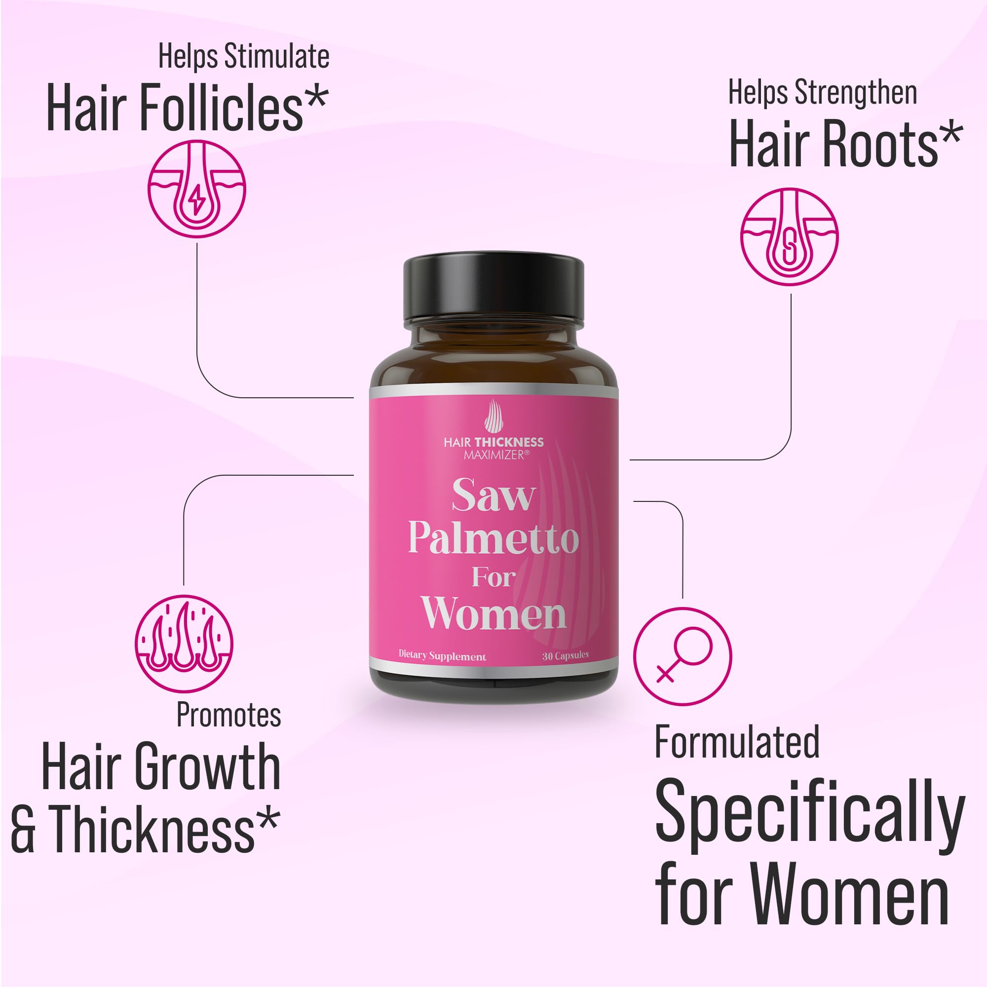 Hair Thickness Maximizer cápsulas con Biotina, Zinc y Vitamina D para nutrición capilar