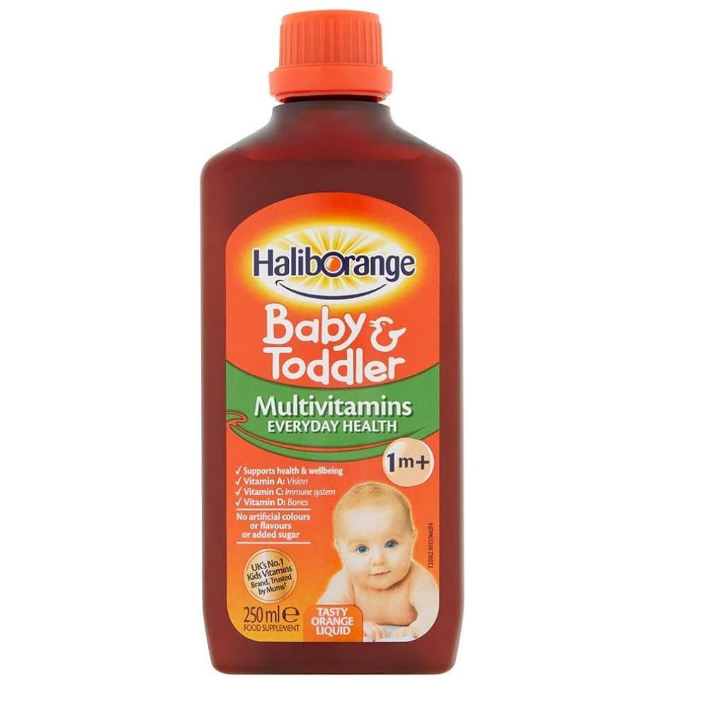 Haliborange Bebés y Niños, líquido 250ml, botella para uso diario con vitaminas, apoya el desarrollo del niño