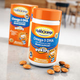 Haliborange Kids Omega-3, dosis diaria para apoyar crecimiento y desarrollo infantil.