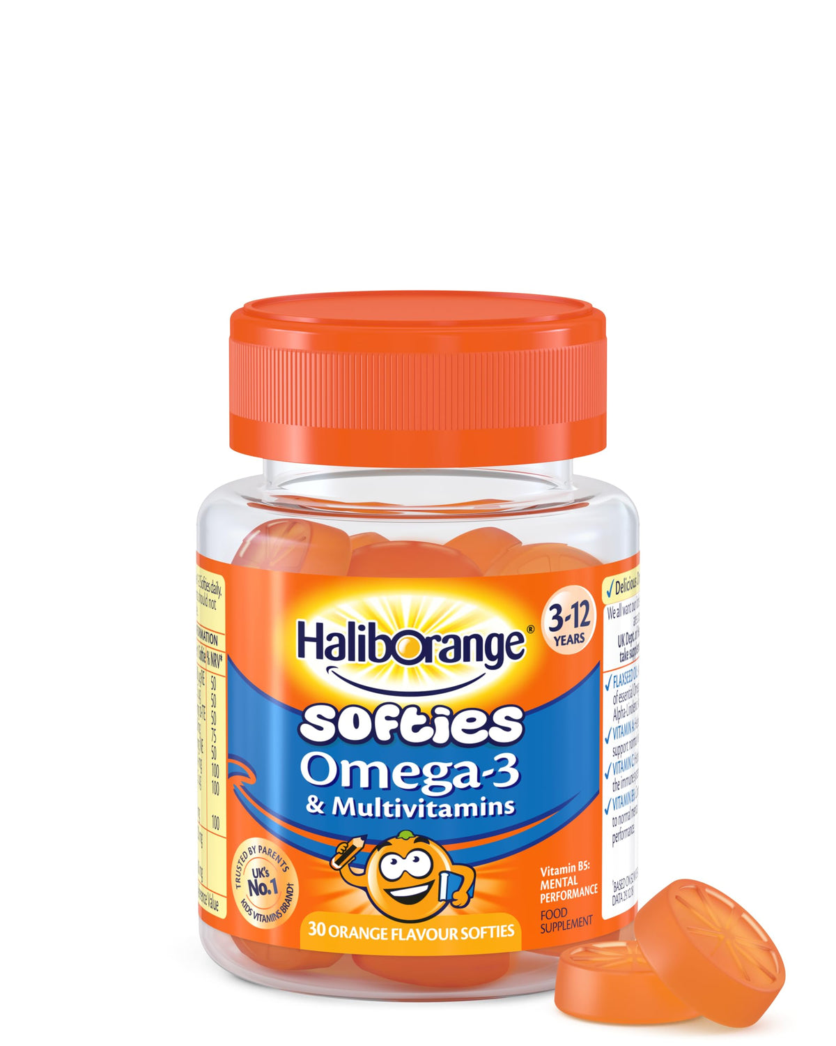 Haliborange multivitaminas y Omega-3, frasco, soporte diario para la energía y la vitalidad