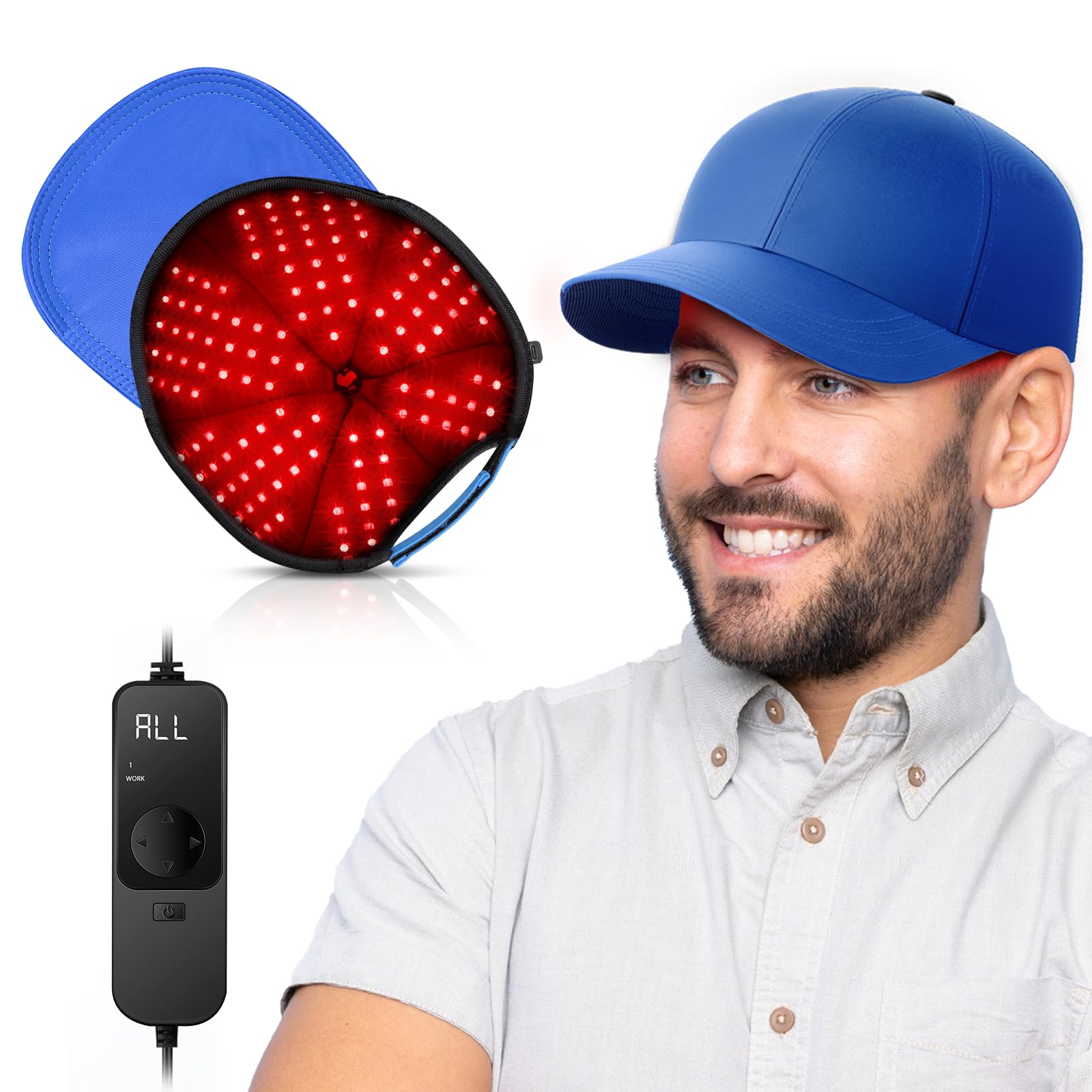 HALIDODO Gorra de Luz Roja para Cabello con 660/850/940nm, uso doméstico cómodo