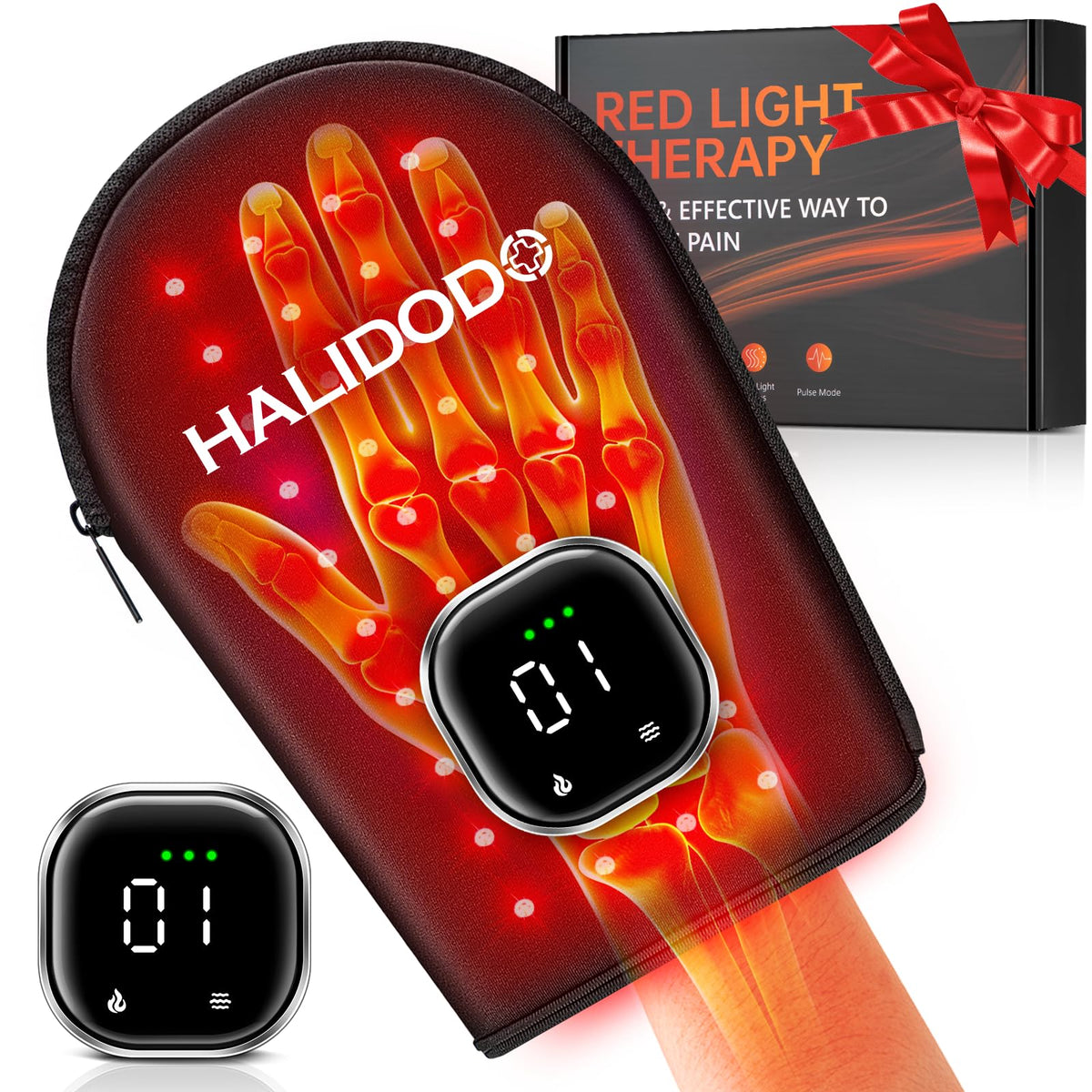HALIDODO guante de luz roja para la mano, posible alivio del dolor articular.
