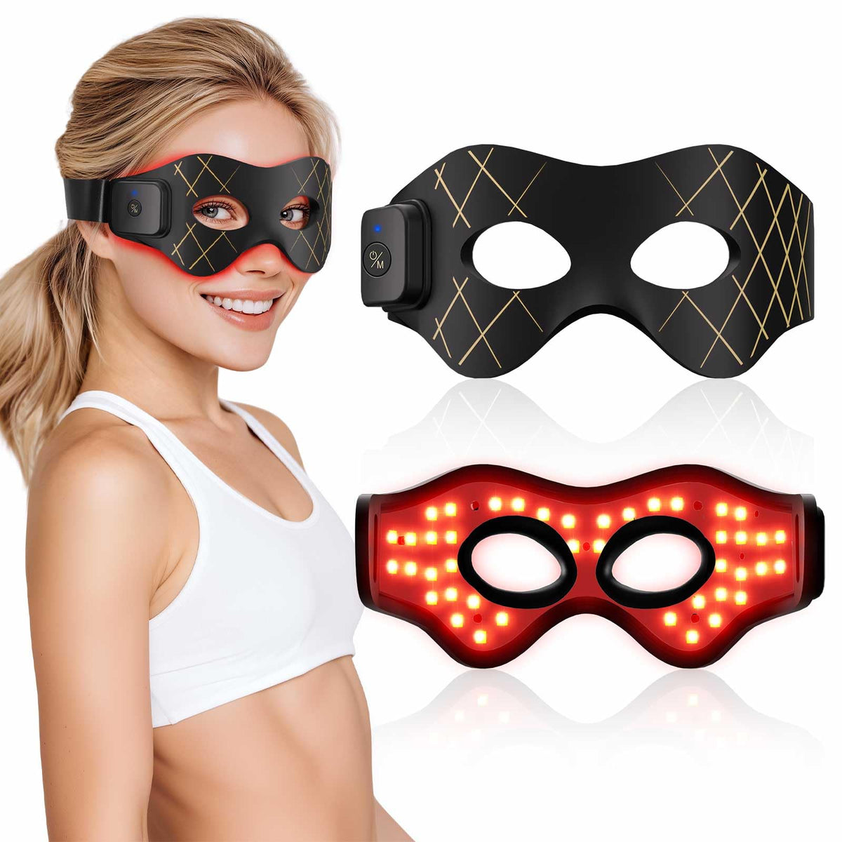 HALIDODO máscara de ojos con luz roja 168 LEDs para revitalizar la mirada y reducir ojeras.