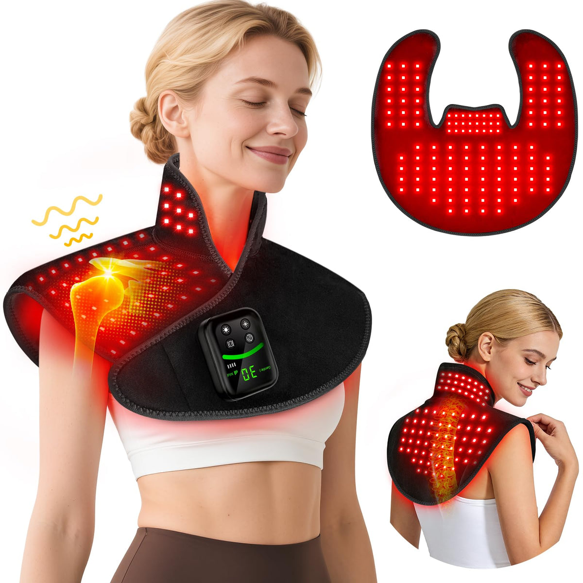 HALIDODO pad luz roja cuello hombros, relajación suave y calor terapéutico