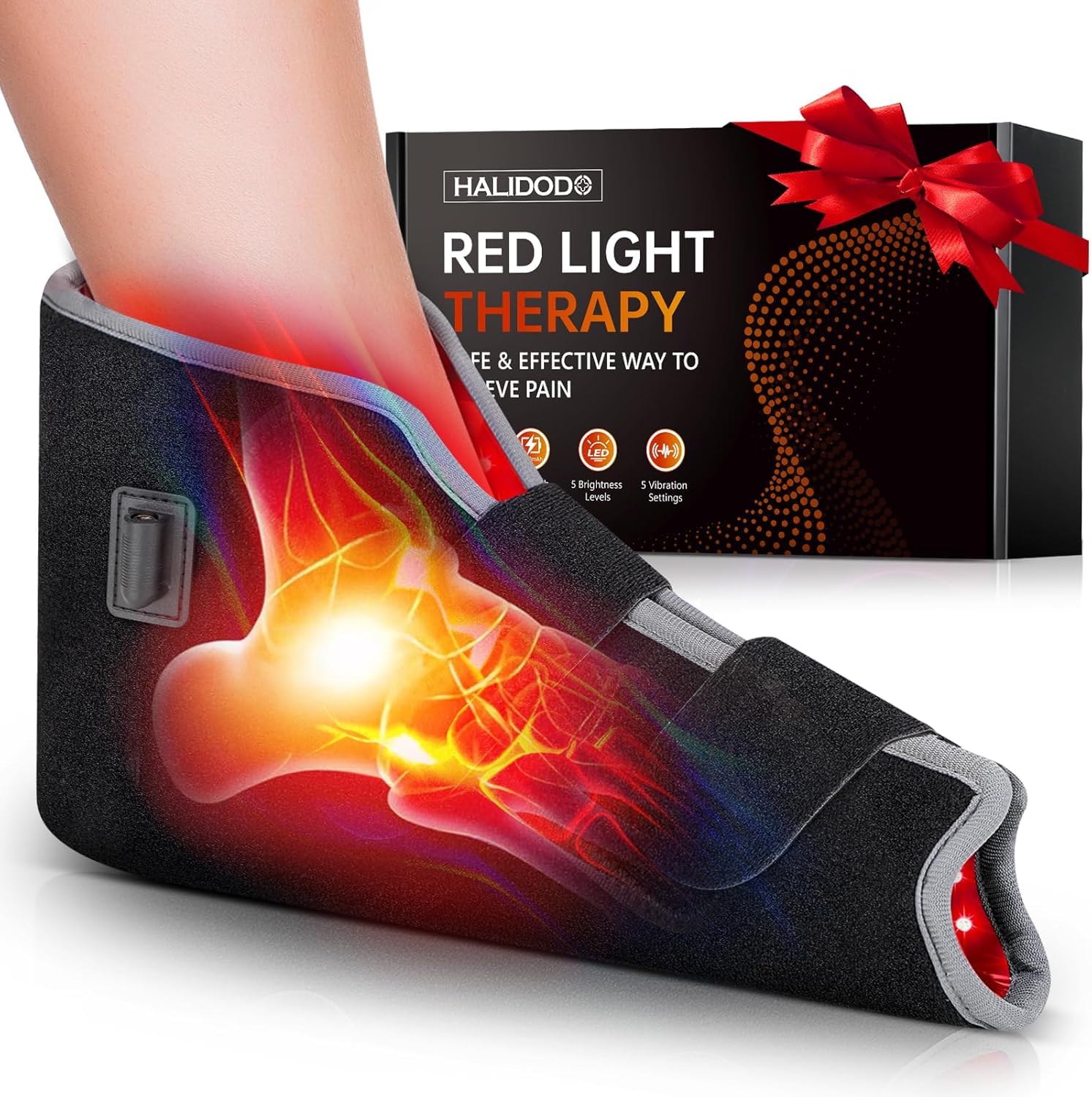 HALIDODO terapia de luz roja para pie con correa ajustable para ajuste cómodo