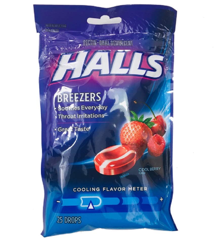 Halls Breezers Frambuesa Fría: paquete de tres pastillas para uso diario
