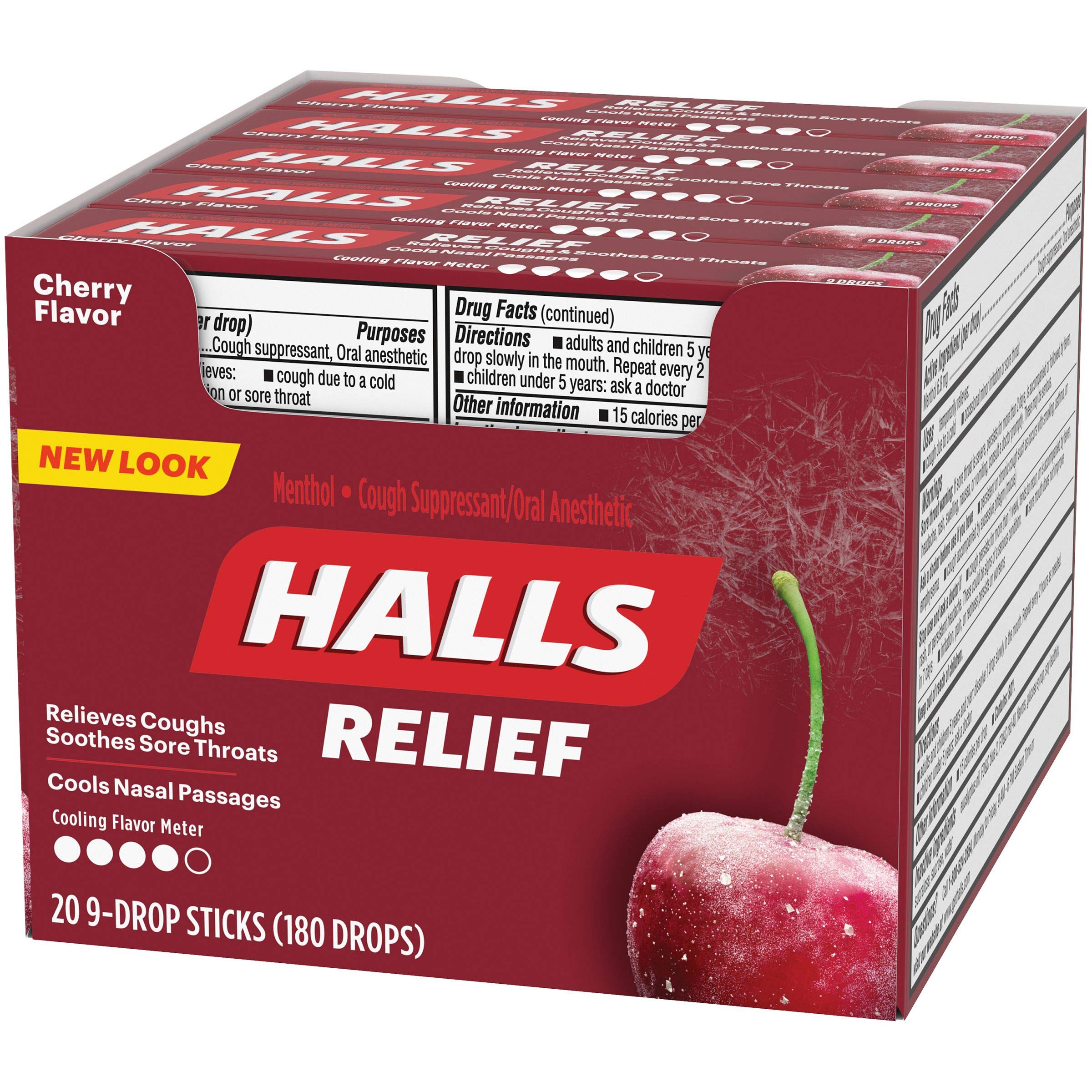Halls cereza mentol, sabor clásico en primer plano.