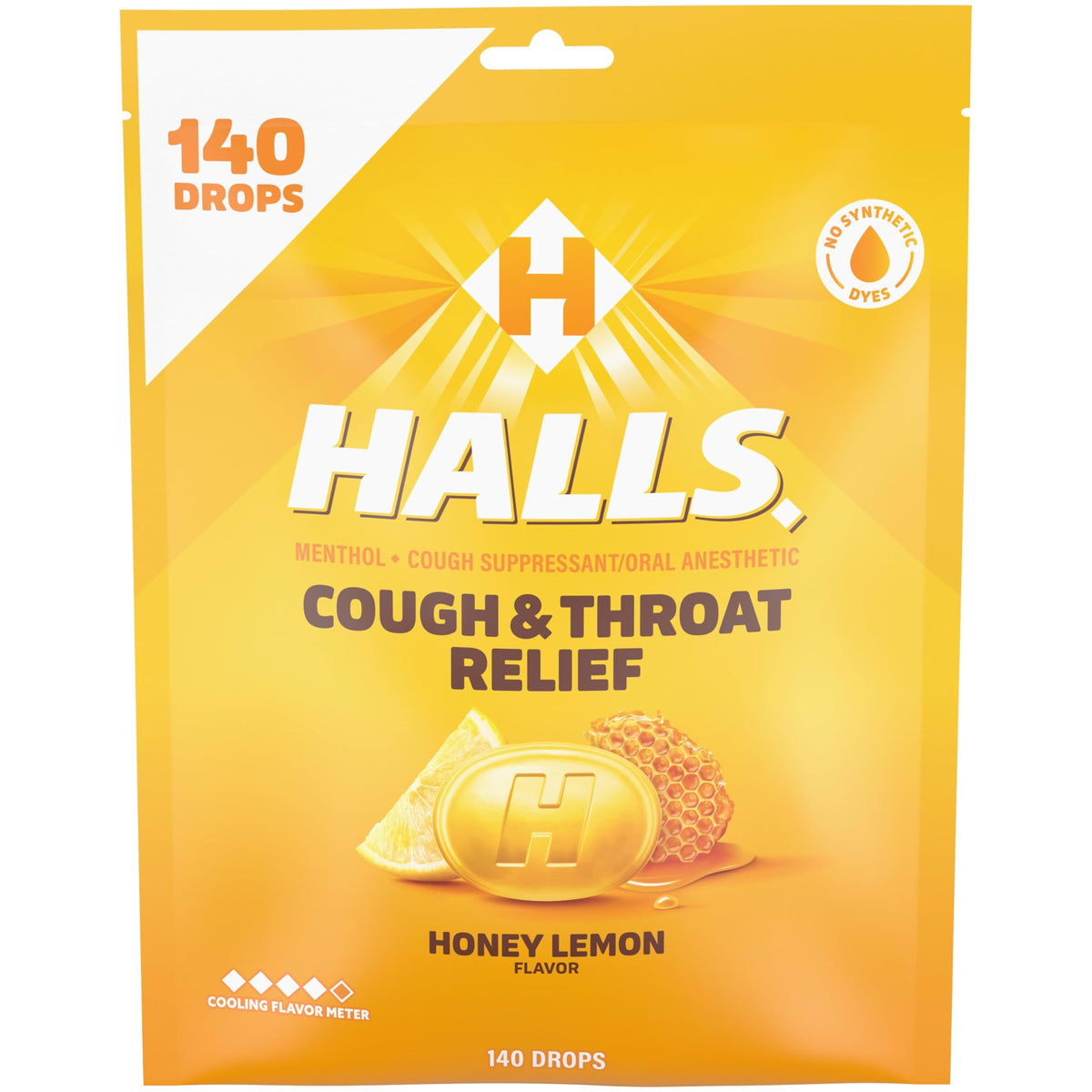 Halls caramelos miel limón en empaque de 140 unidades para llevar