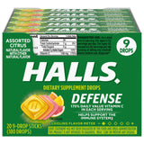 Gotas HALLS Defensa sabor cítrico en paquetes prácticos para viaje