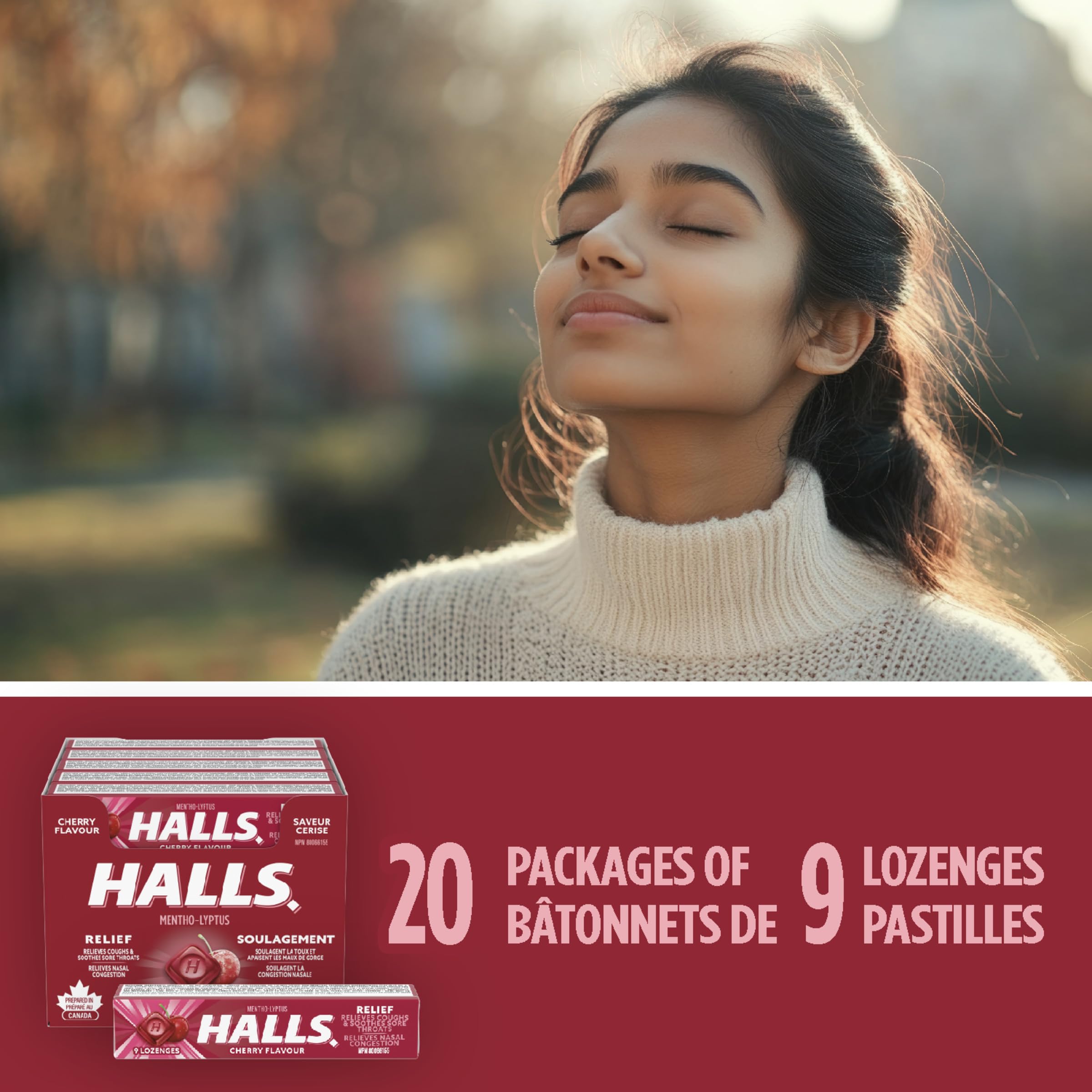 HALLS en ambiente de oficina, uso diario de pastillas para la tos.