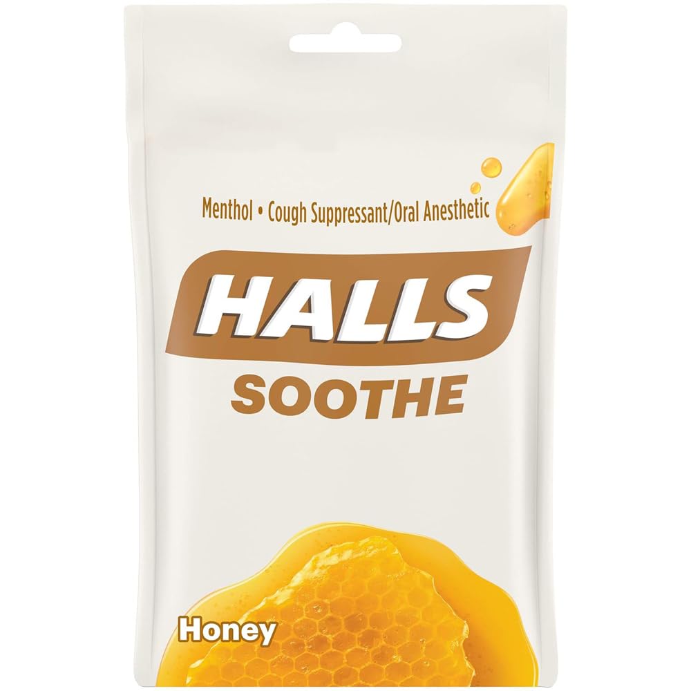 Gotas de miel Halls, paquete de 30, alivio rápido de la tos.