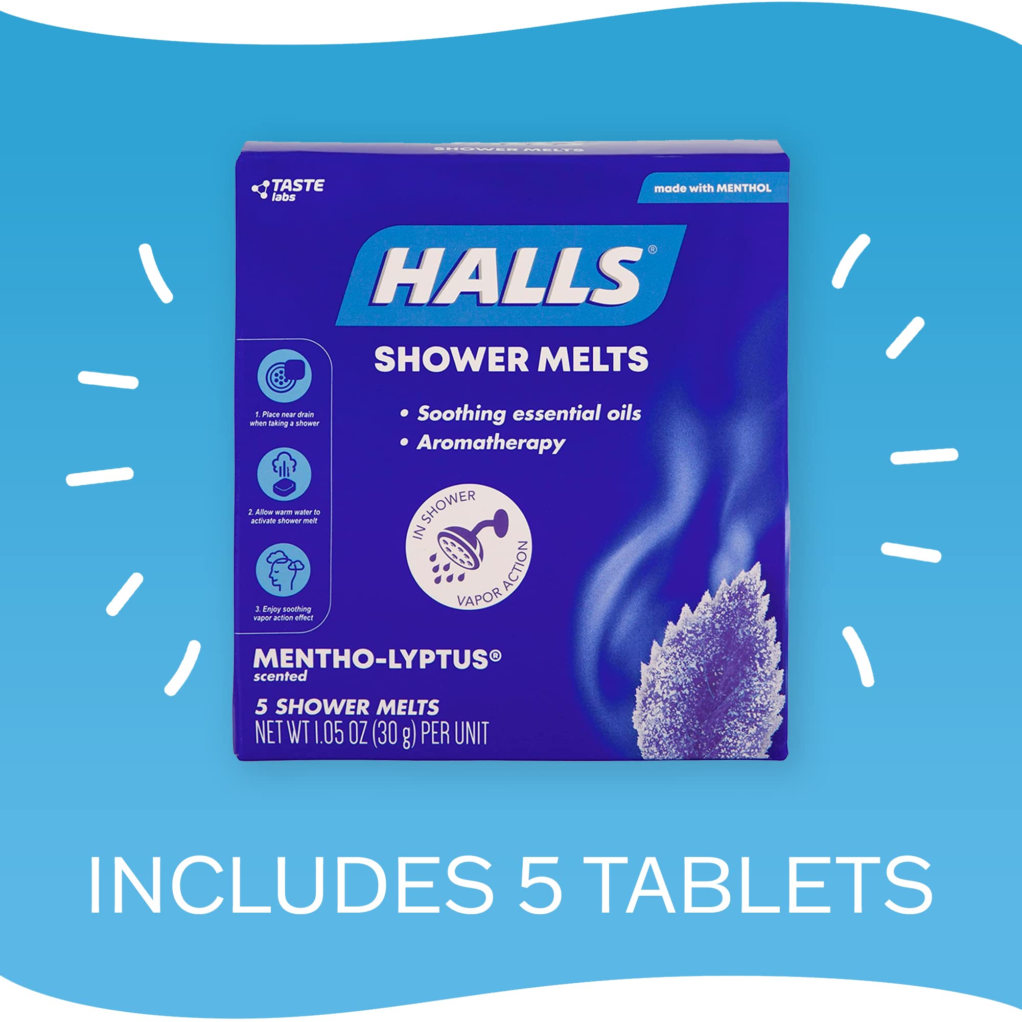 Pastilla Halls mentho-eucalipto, aroma vigorizante para empezar el día.