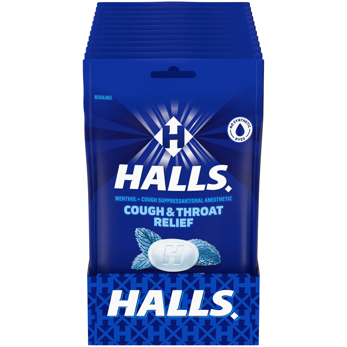 Pastillas HALLS Mentho-Lyptus en empaque para llevar