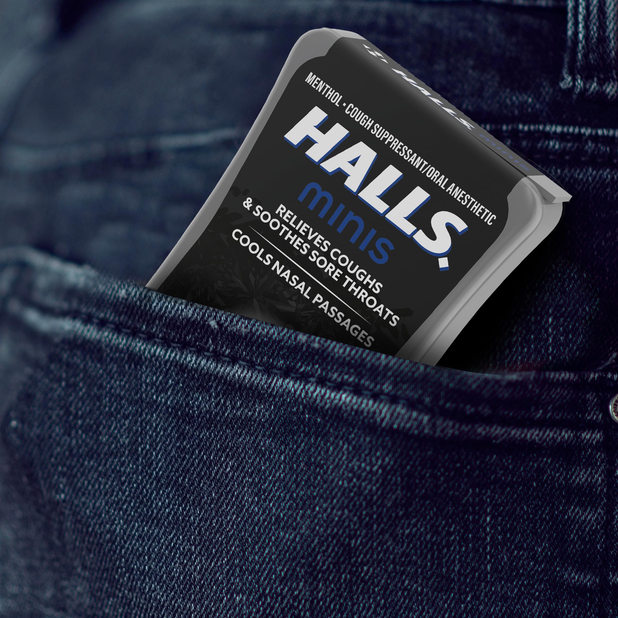 Pastillas HALLS Minis Mentho-Lyptus formato portátil ideal para bolso