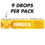 Pastilla individual de miel limón HALLS para disolver en la boca.
