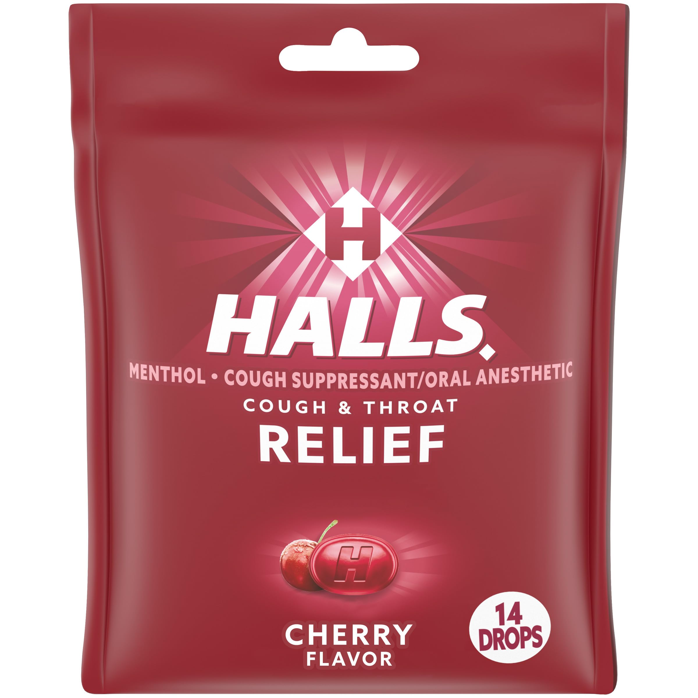 HALLS Relief Cereza: pastillas para la tos con sabor a cereza.