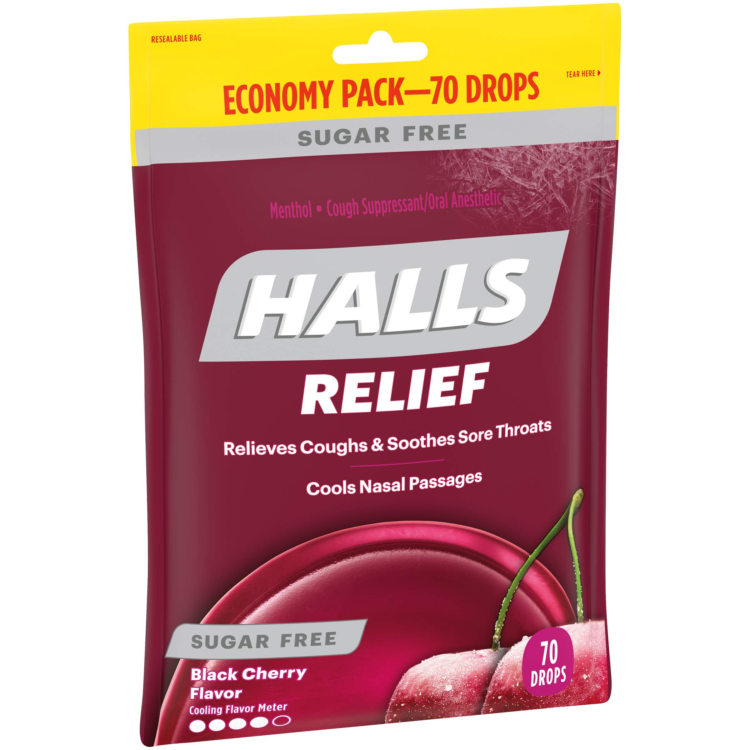 Textura de los caramelos HALLS sin azúcar con sensación refrescante.