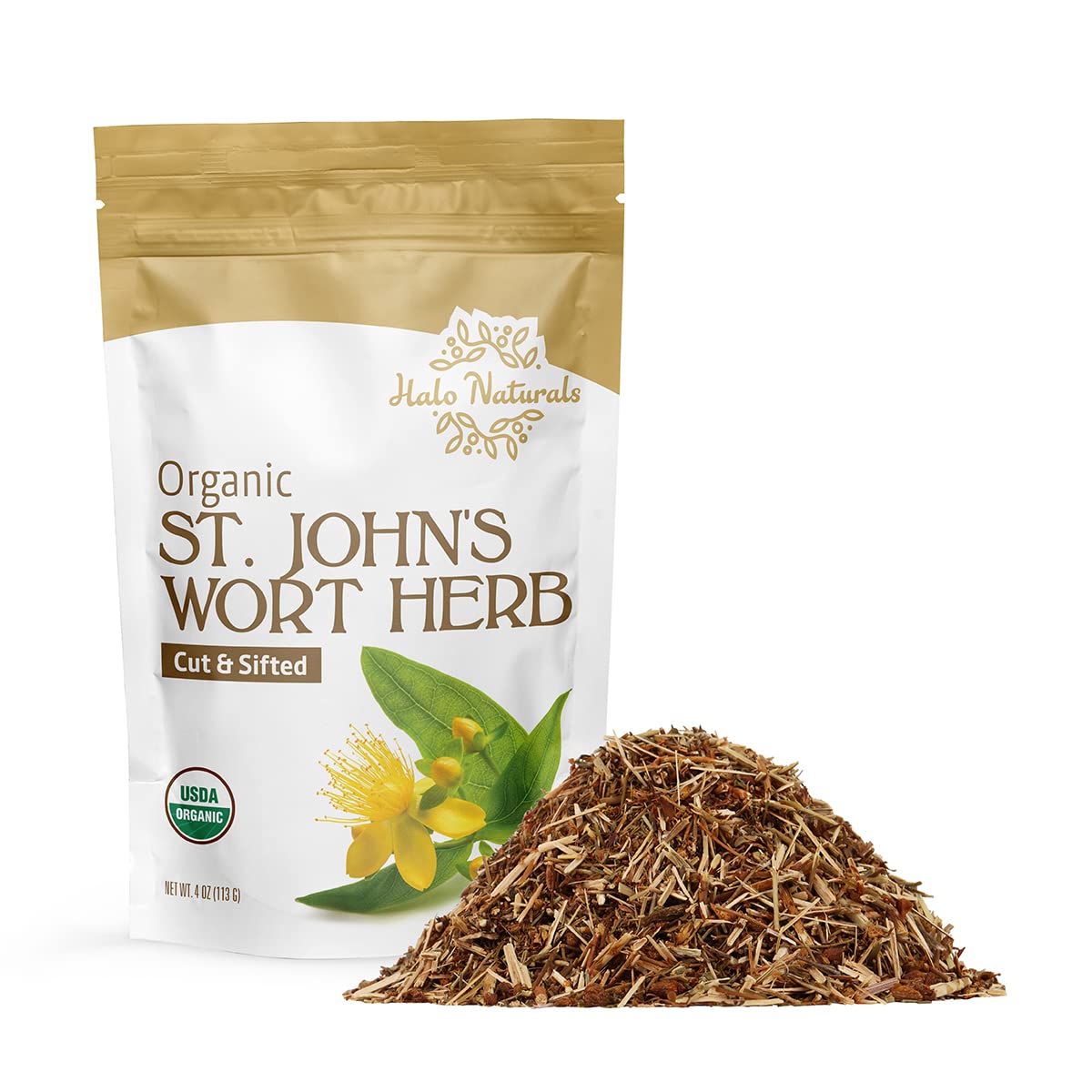 Halo Naturals Hierba de San Juan cortada y tamizada para infusiones aromáticas.