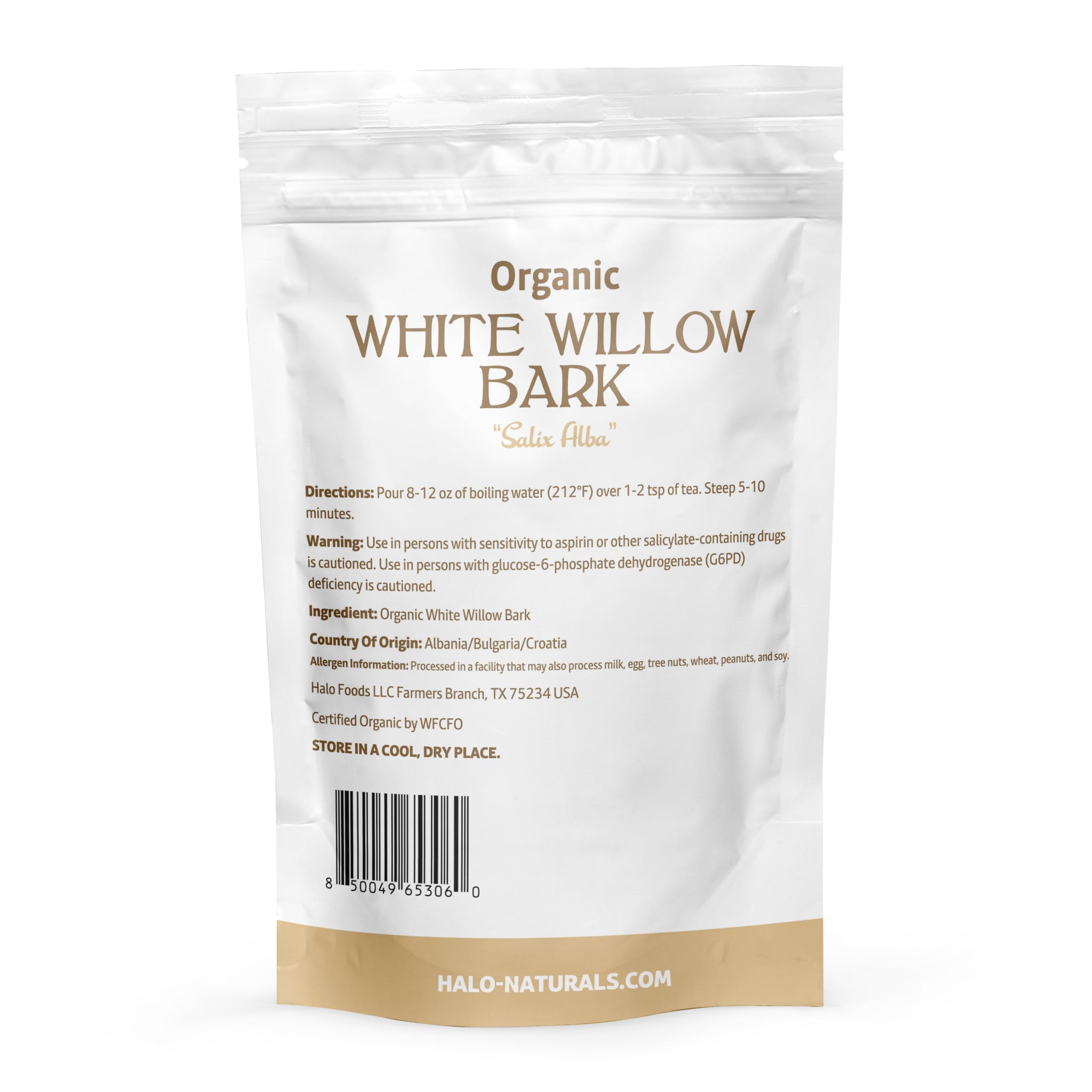 Halo Naturals origen Albania, corteza de sauce blanca lista para infusiones.