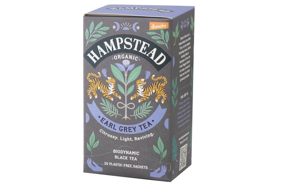 Hampstead Tea Earl Grey con 20 bolsas de té, pausa relajante.