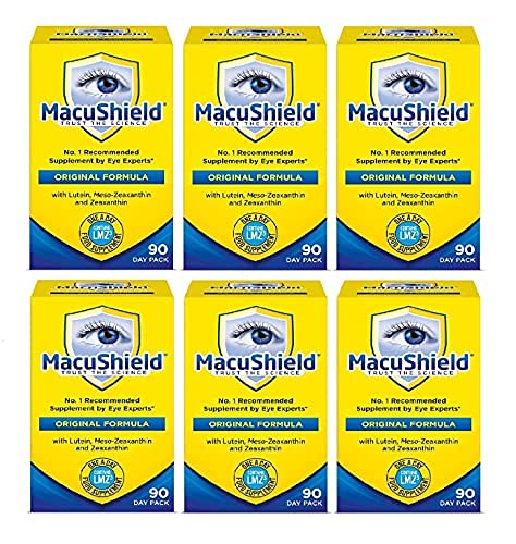 Empaque de 6 frascos de Macushield para suministro prolongado.