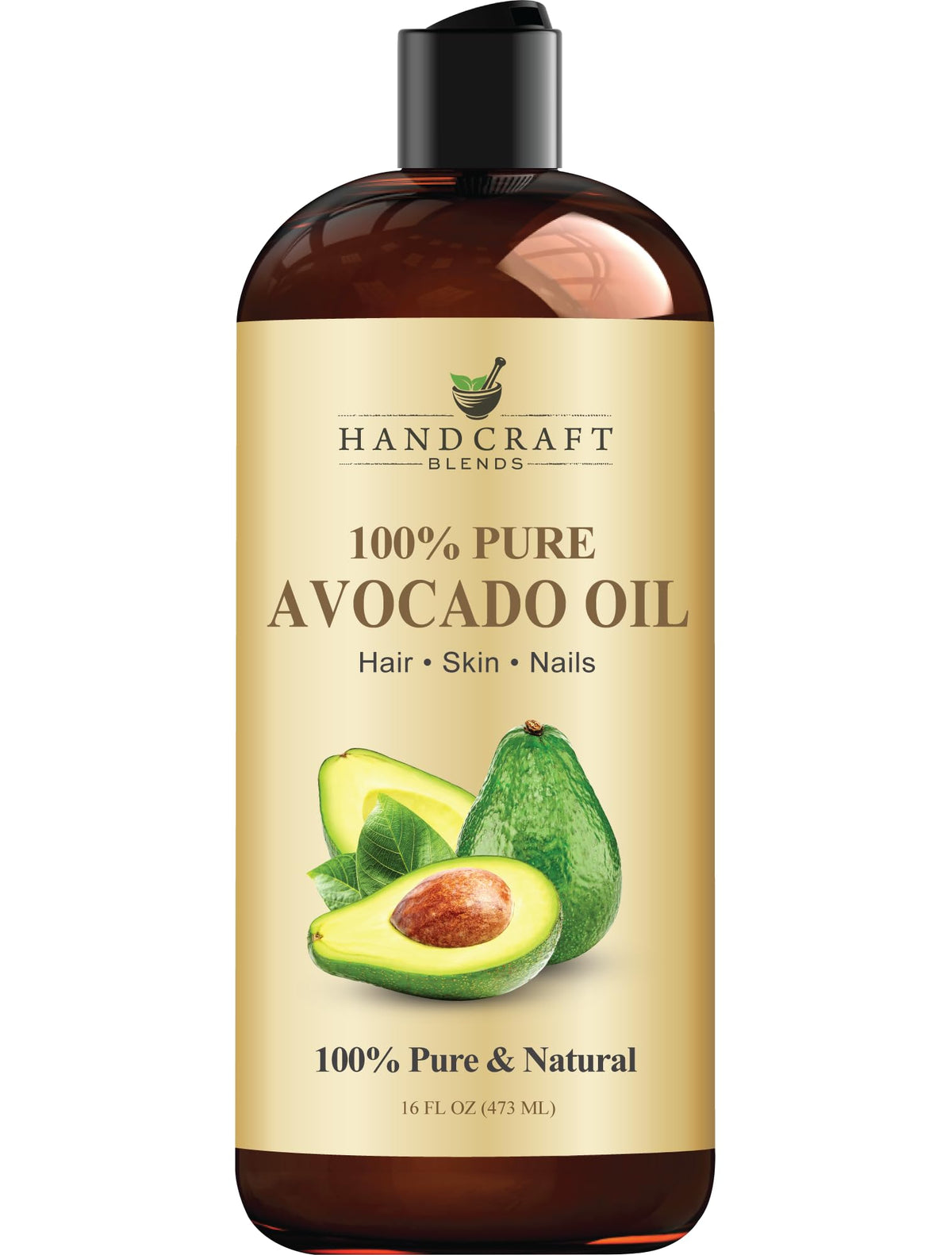 Handcraft Blends Aceite de Aguacate prensado en frío, 16 oz, para piel suave y nutrida