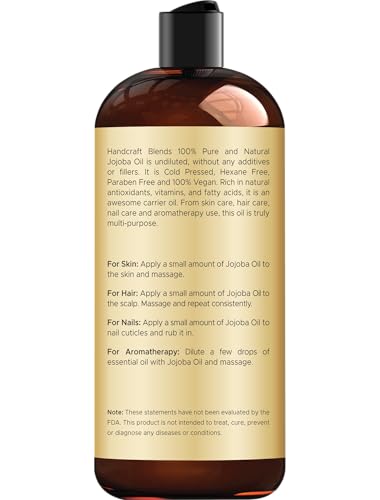 Handcraft Blends Aceite de Jojoba: aplicación facial suave para hidratación equilibrante.