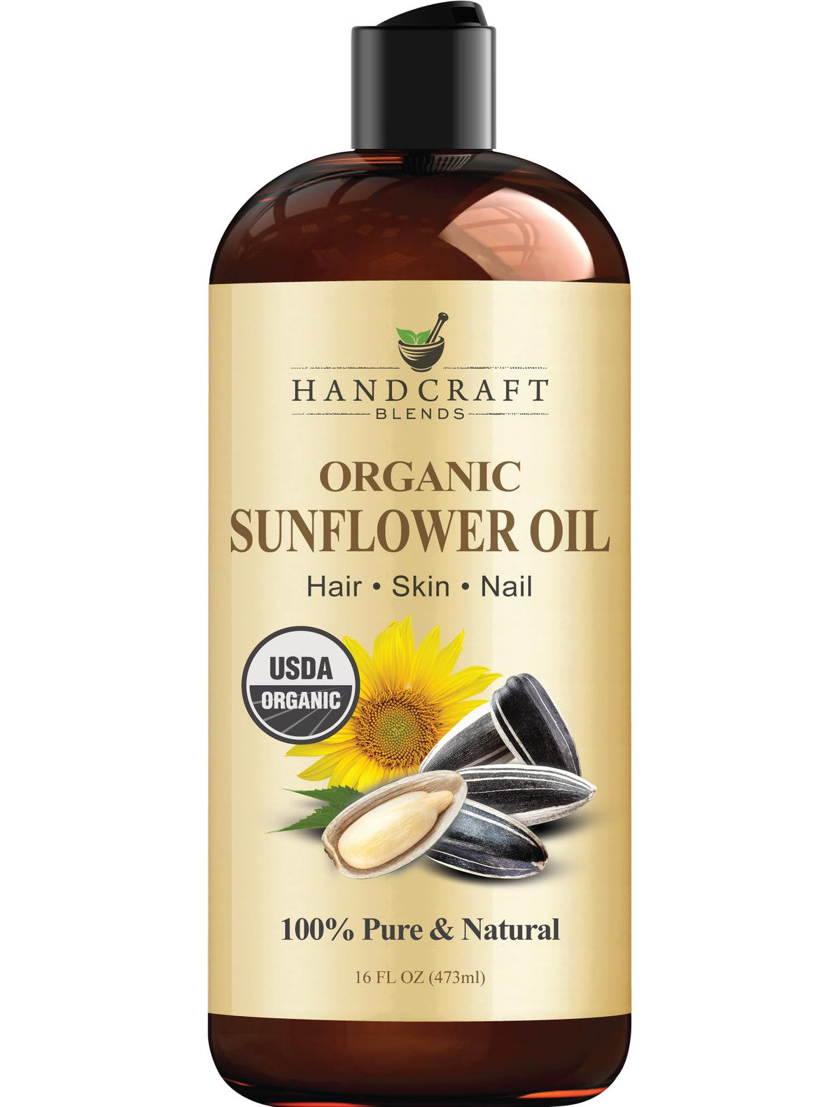 Handcraft Blends Aceite de girasol prensado en frío, frasco, hidratante para piel