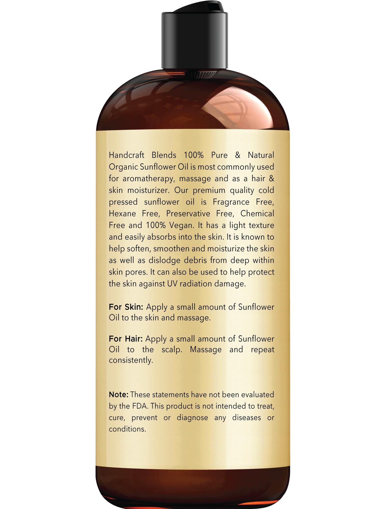 Handcraft Blends Aceite de girasol USDA Orgánico, cuidado capilar suave