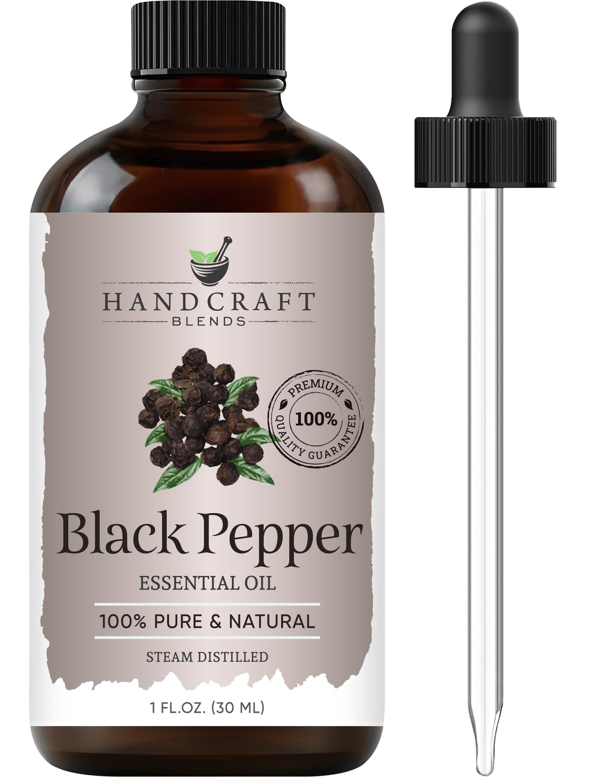 Handcraft Blends aceite pimienta negra en botella ámbar para aromaterapia relajante