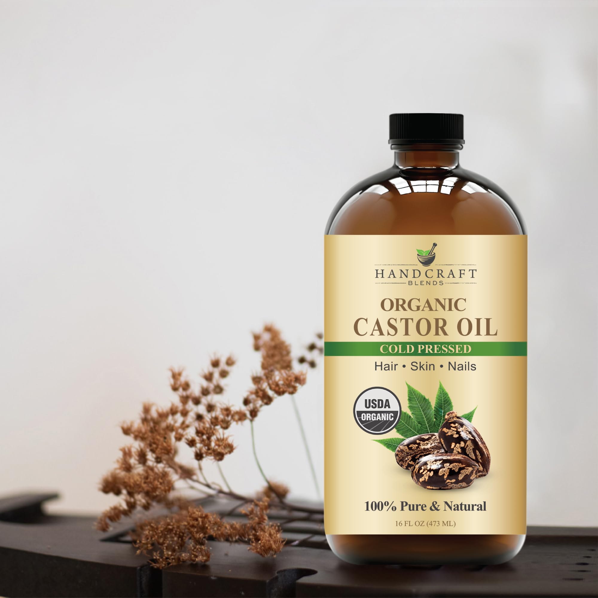 Handcraft Blends Aceite de ricino, masaje suave para piel y cuerpo
