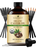 Aceite de ricino prensado en frío de Handcraft Blends en frasco de vidrio para cabello.