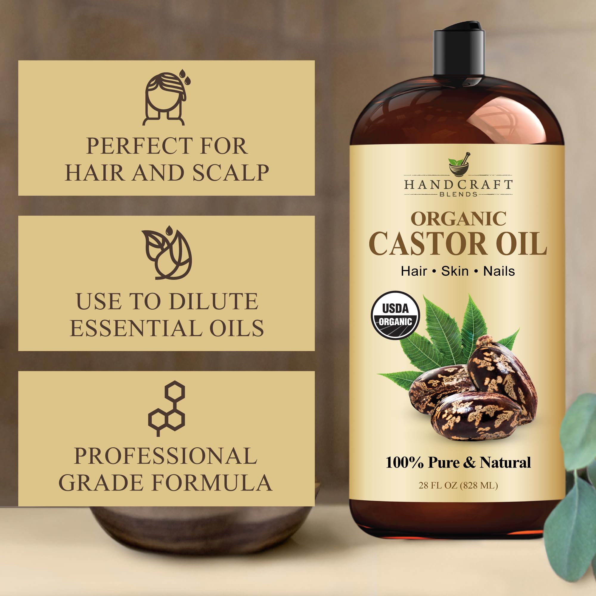Handcraft Blends Aceite de Ricino textura-sedosa se desliza fácilmente sobre piel y cabello