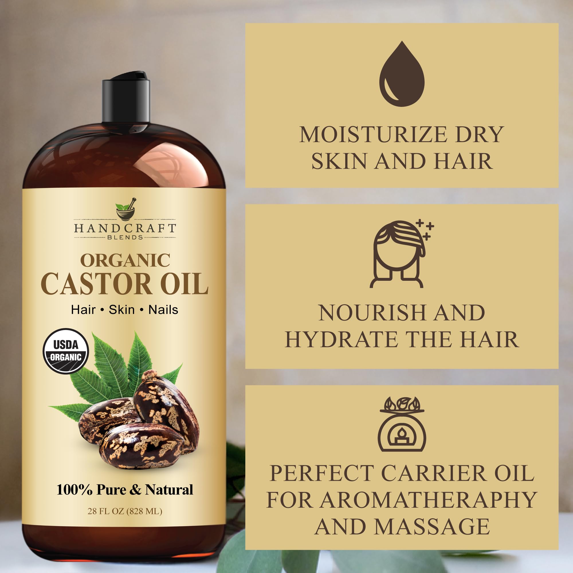 Handcraft Blends Aceite de Ricino uso-diario apto para rostro, cabello y cuerpo