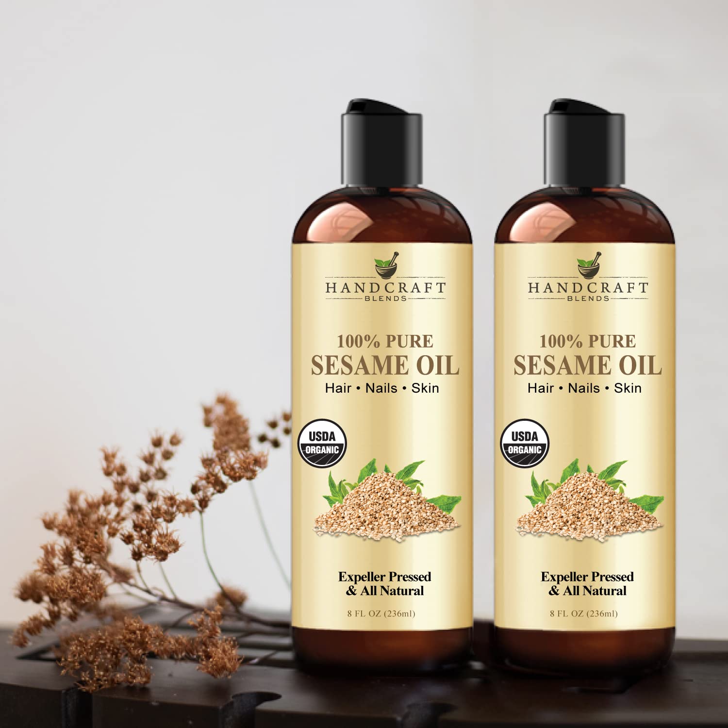 Handcraft Blends Aceite de sésamo orgánico como base para diluir aceites esenciales.