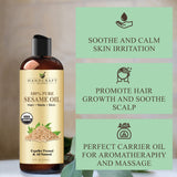 Handcraft Blends Aceite de sésamo orgánico ideal para masajes relajantes.