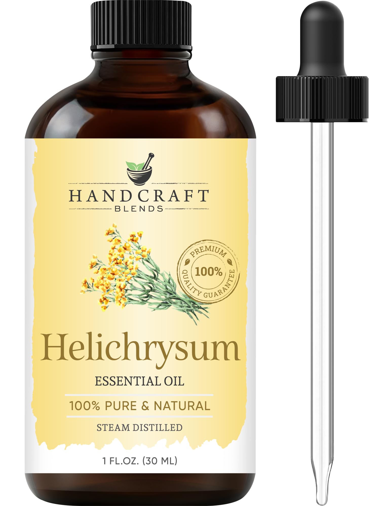 Handcraft Blends Helichrysum botella ámbar lista para difusor y aroma suave
