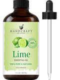 Handcraft Blends, aceite de lima en frasco ámbar para conservar pureza y aroma.