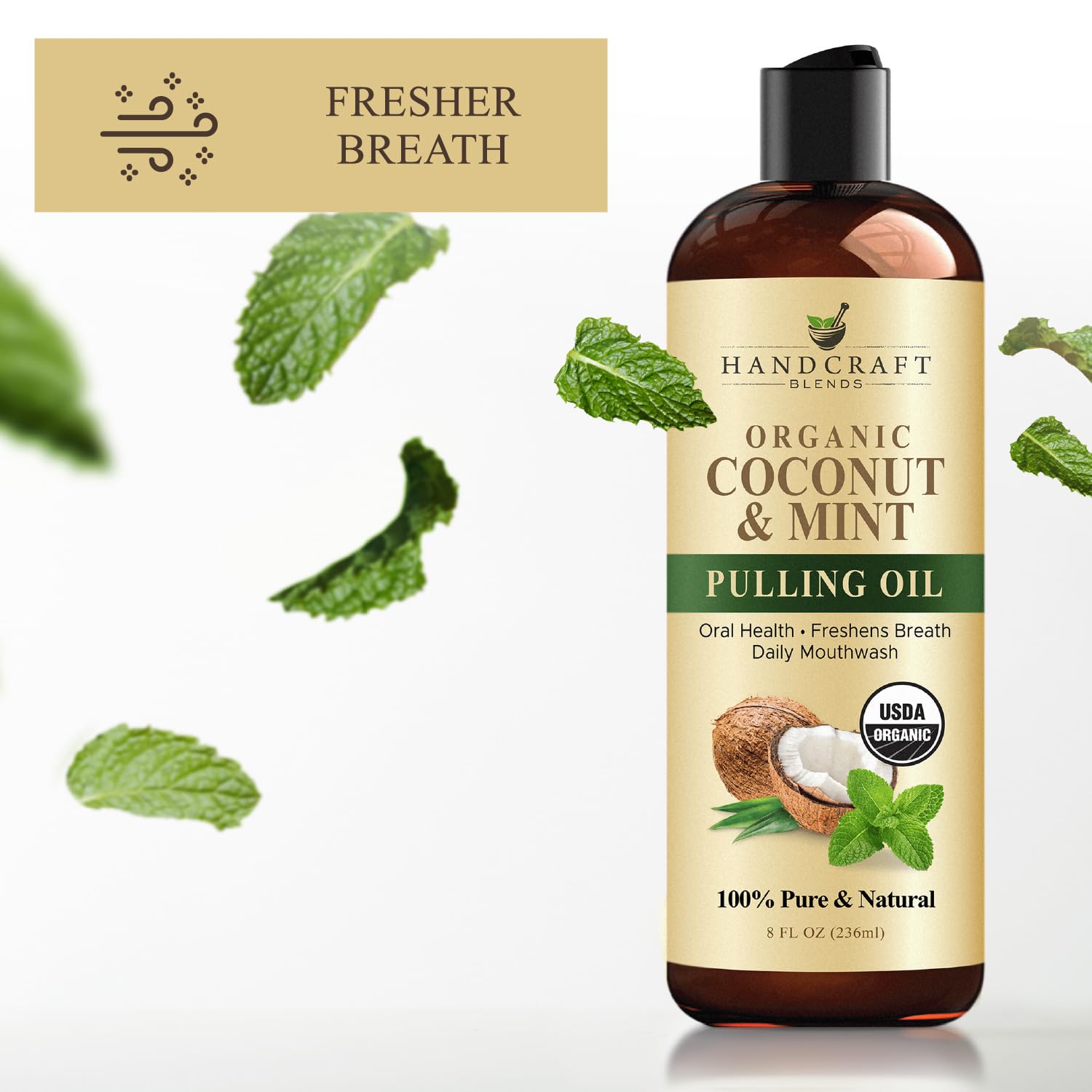 Handcraft Blends ayuda a mantener la placa dental con aceite de coco.