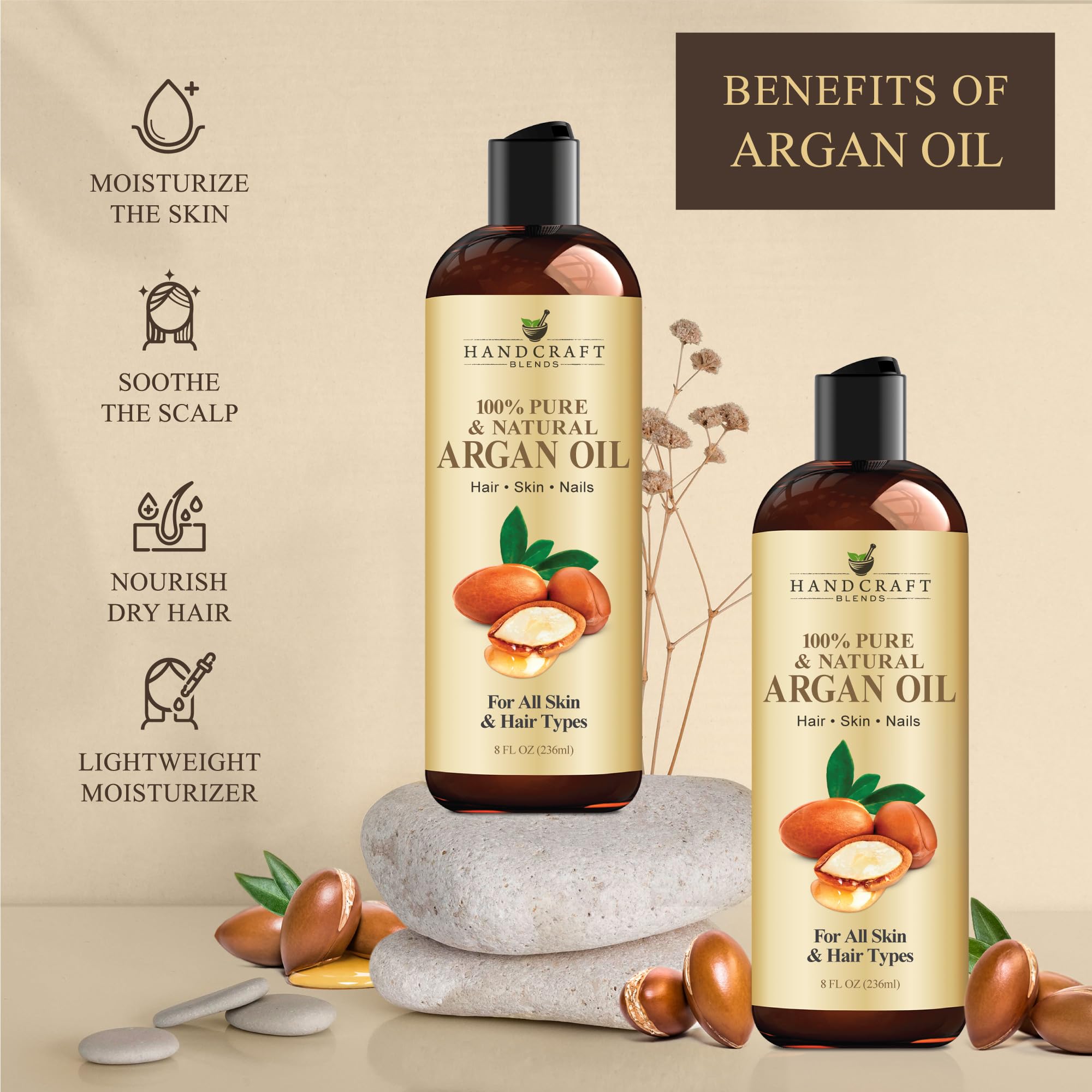 Uso diario de Aceite de Argán Handcraft Blends para piel y cabello