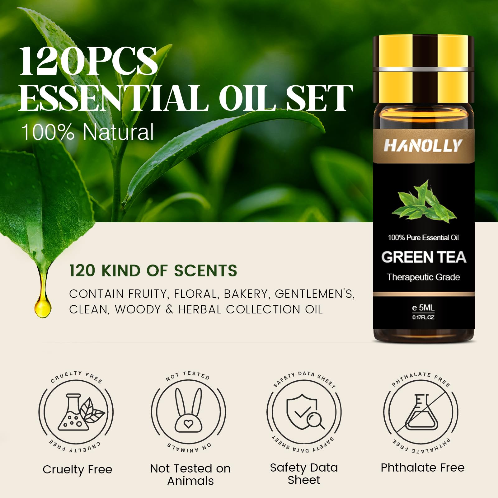 Botellas ámbar Hanolly de 5 ml protegiendo la intensidad del aroma.