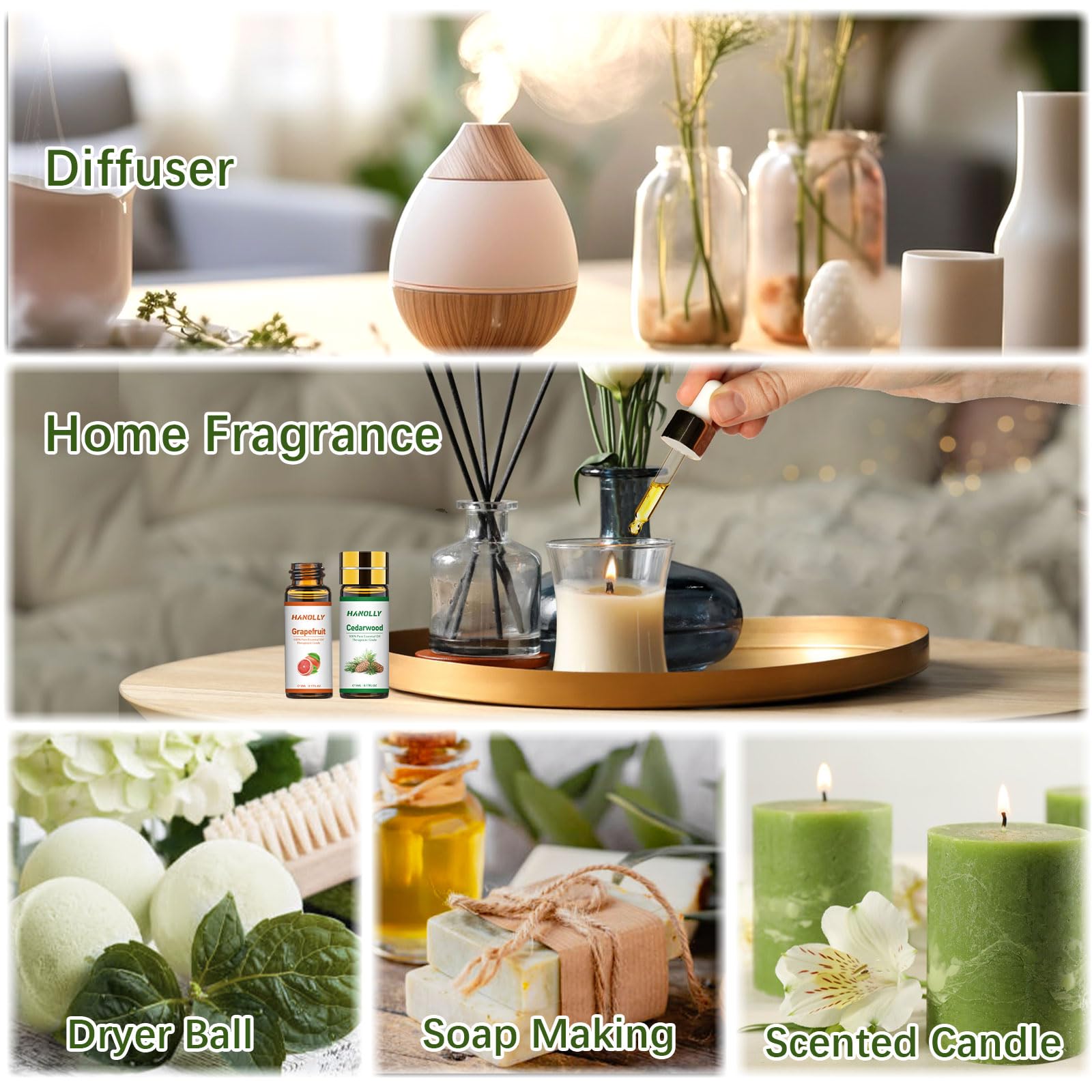 Hanolly difusor: aceite esencial para difundir aromas en casa.