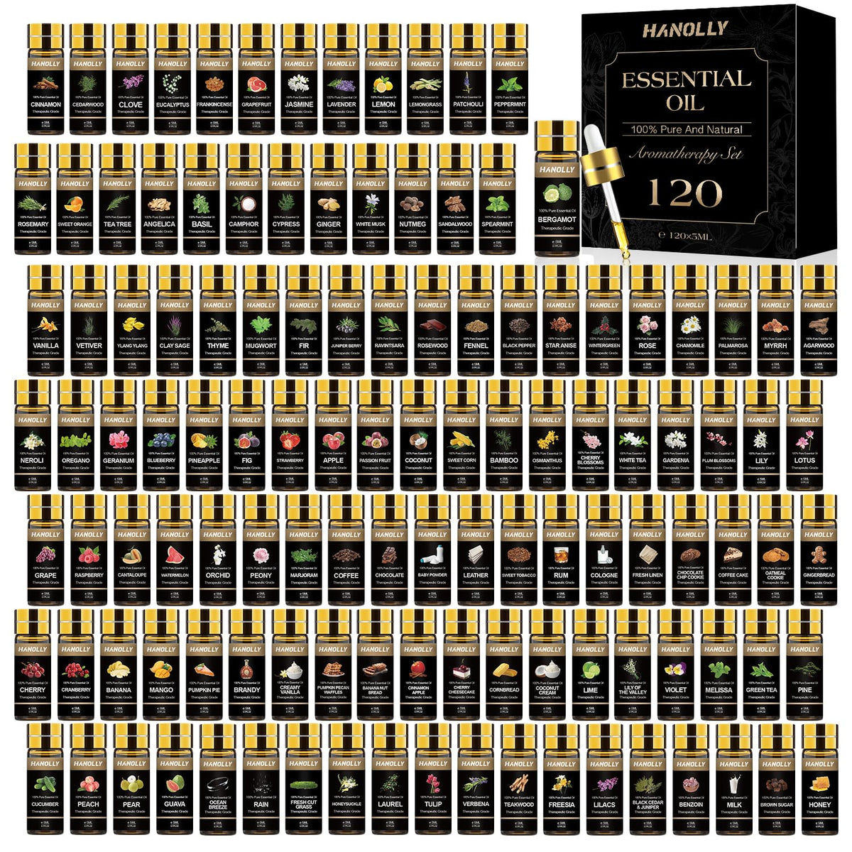 Conjunto Hanolly de aceites esenciales en caja-regalo para aromatizar el hogar.