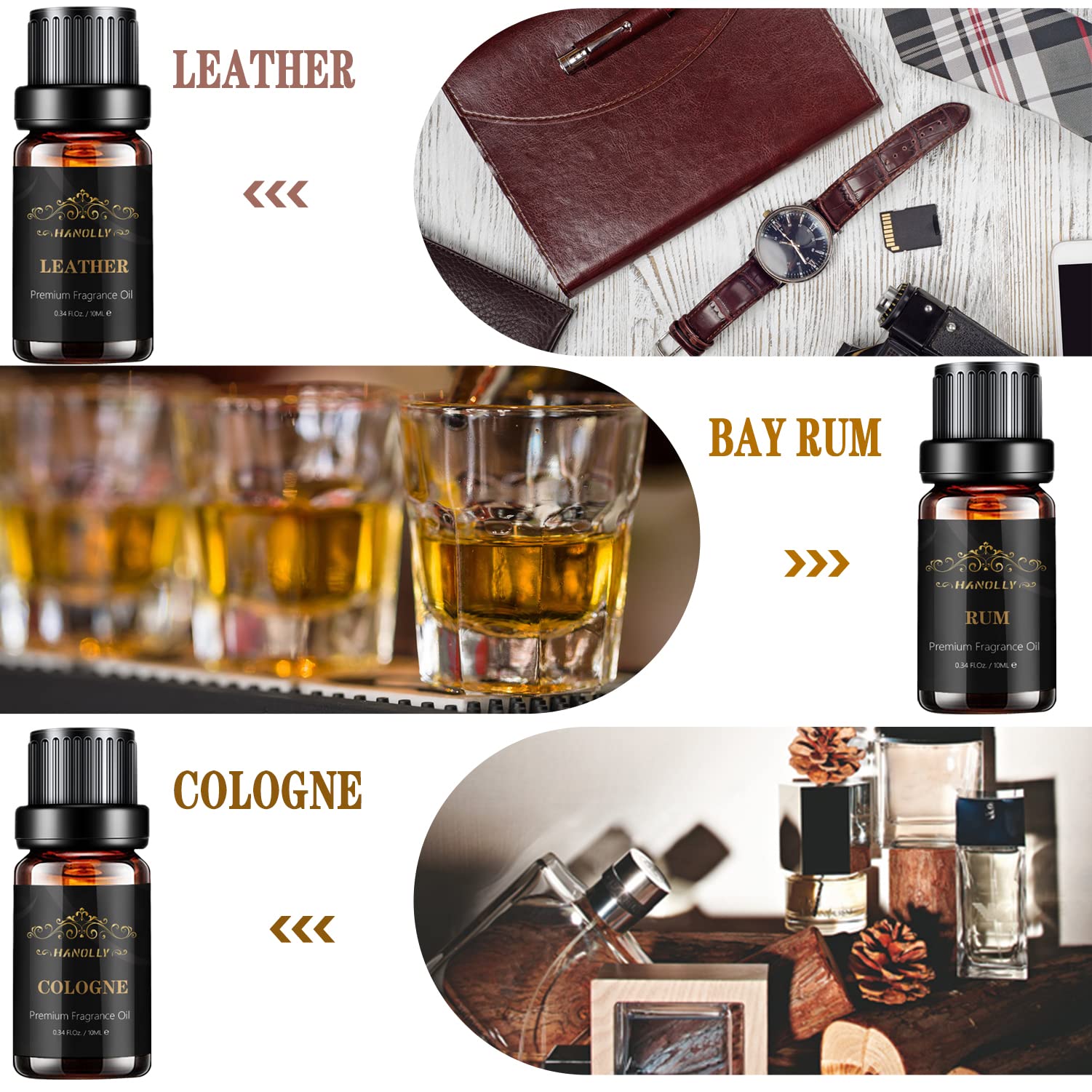 Hanolly aceite de cuero, fragancia intensa para ambientar cualquier estancia.