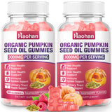 Haohan gomitas: aceite semilla calabaza-frambuesa en botella para cabello más fuerte