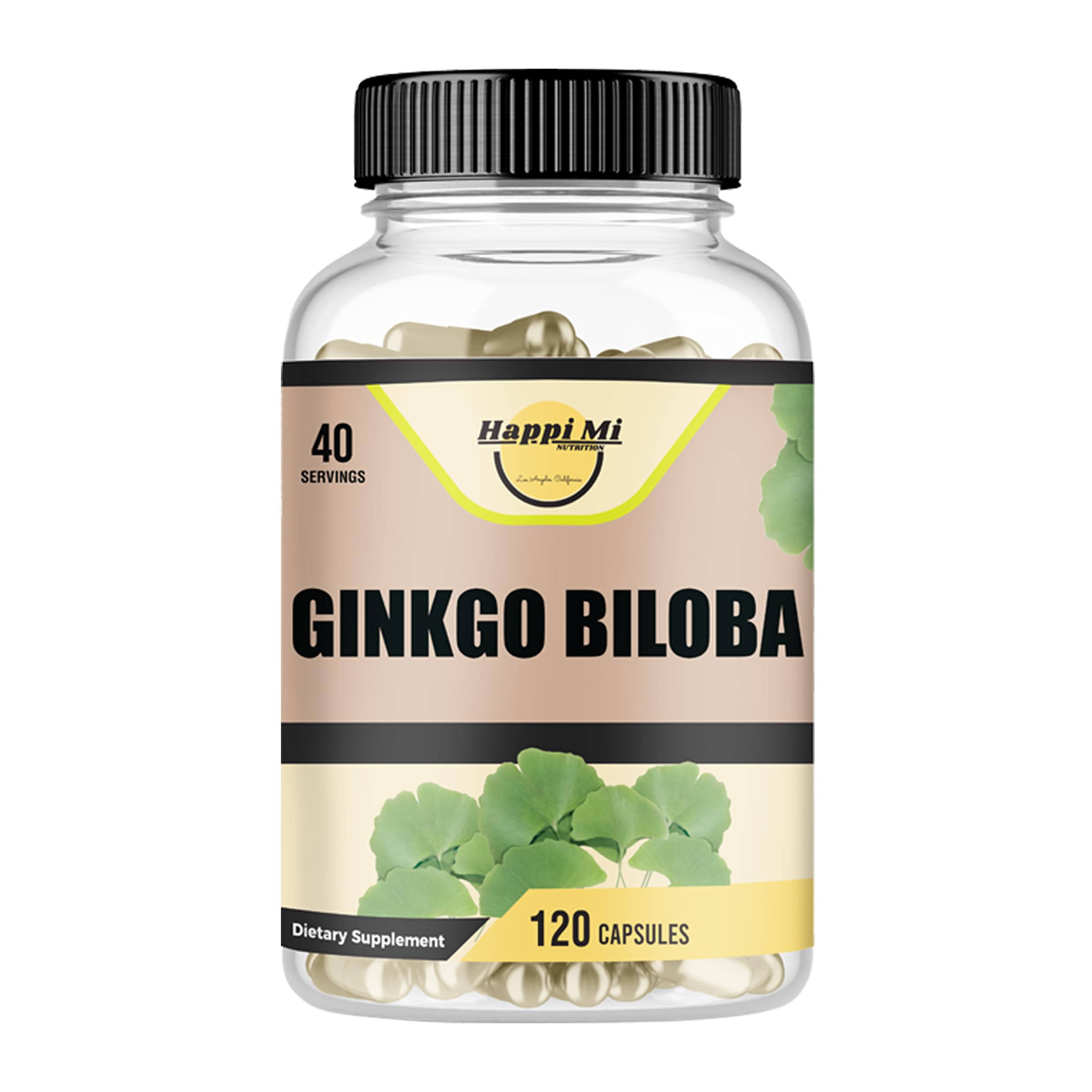 Happi Mi Nutrition Ginkgo Biloba: bote 1800 mg para claridad mental.