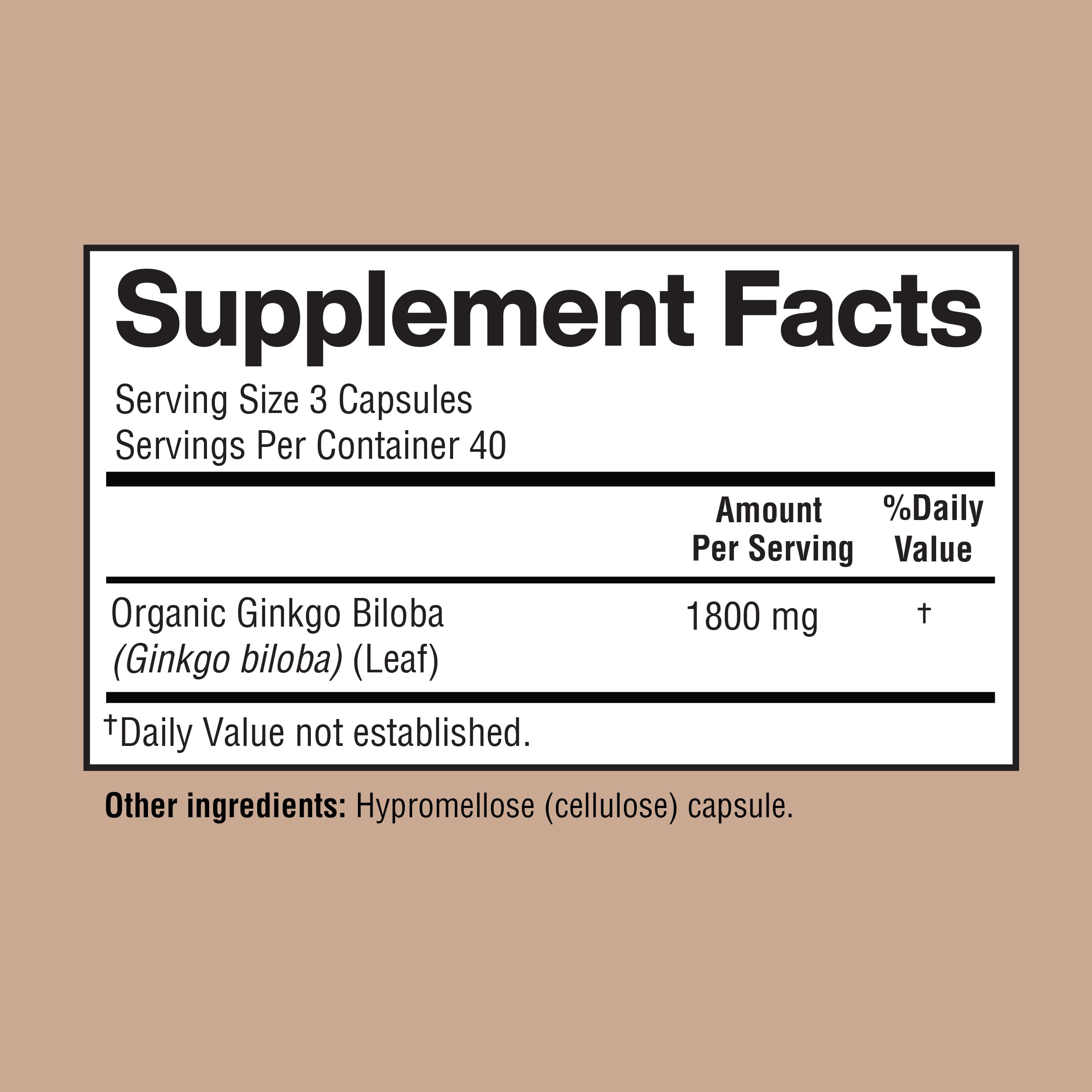 Etiqueta orgánica de Happi Mi Nutrition Ginkgo Biloba, calidad y pureza.