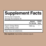 Etiqueta orgánica de Happi Mi Nutrition Ginkgo Biloba, calidad y pureza.